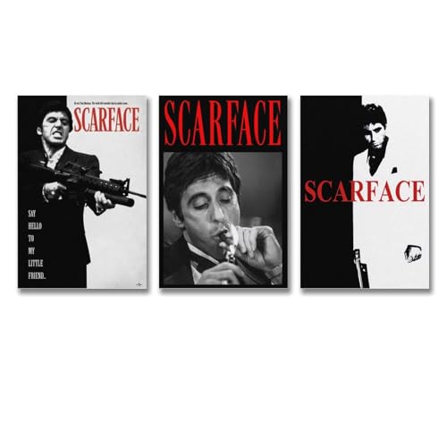 Lenaeo Lot de 3 posters Scarface - Film vintage - Pour chambre - Art mural esthétique sur toile - Décoration de chambre - 20 x 30 cm - 3 pièces