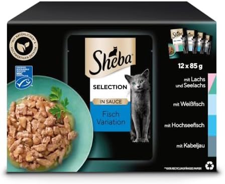 Sheba Selection Katzen Nassfutter im Portionsbeutel Fisch Variation (MSC) in Sauce Multipack 4x12x85g