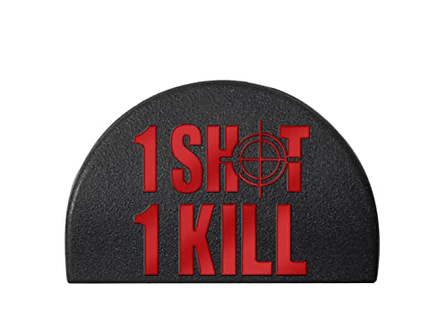 NDZ Performance JP1 Grip Plug for Glock 17 19 21 22 23 24 31 32 34 35 38 Gen 1-3 in 9mm .40 .357 10mm .45 ACP Color Filled Laser Engraved in Red - 1 Shot 1 Kill Crosshairs 2 Line
