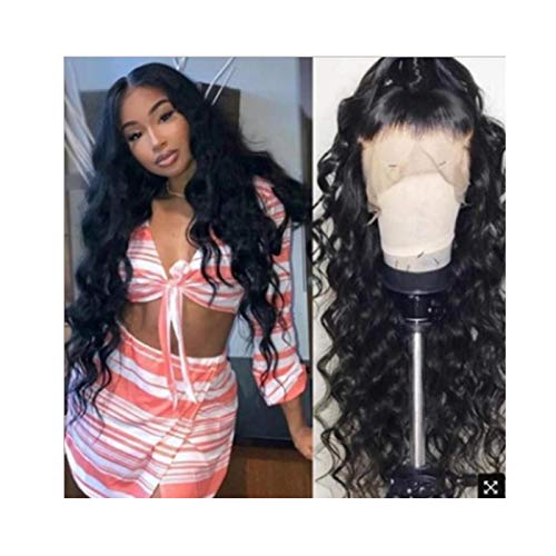 Peruca de cabelo longo encaracolado preto feminino fibra química alta temperatura seda cabelo longo