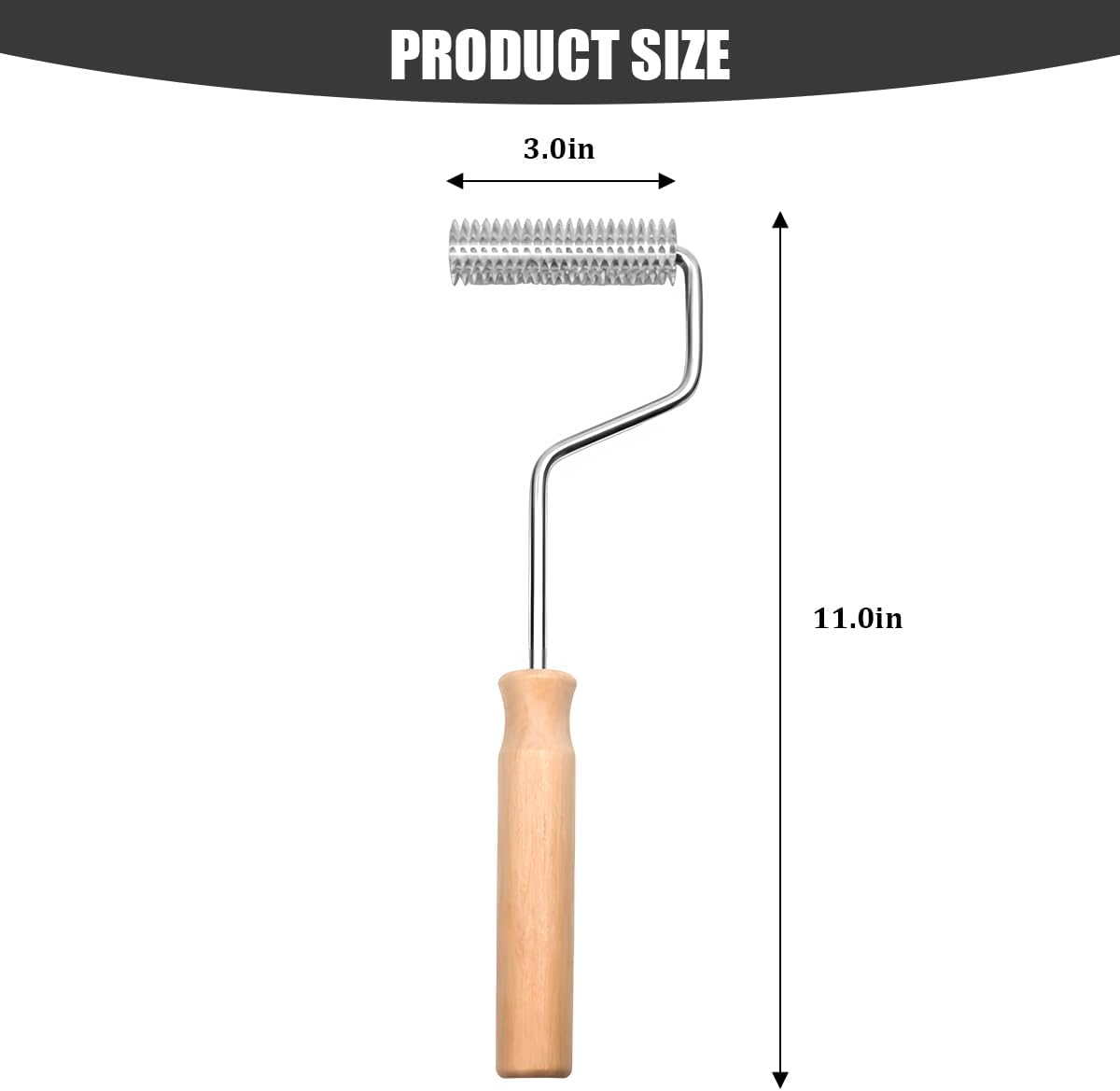 Car Fiberglass Roller, 3", Aluminum Head, Ergonomic Handle, Wood