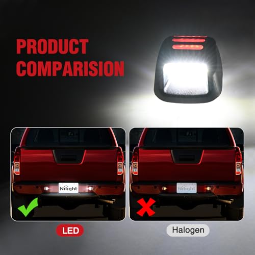 Image of Nilight License Plate Lights Compatible with 2007 2008 2009 2010 2011 2012 2013 2014 2015 2016 2017 2018 2019 2020 2021 Nissan Frontier Navara D40 2007-2015 Titan Armada Xterra Red OLED Neon Tube | for 2007 2008 2009 2010 2011 2012 2013 2014 2015 Nissan Titan 07-21 Frontier 08-15 Armada 09-12 Equator Red OLED Neon Tube
