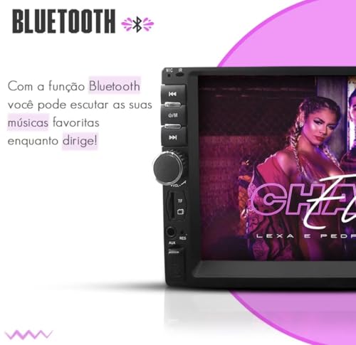 ￼Central Multimídia Universal 2 Din Mp5 Espelhamento Android Ios Bluetooth Som Automotivo