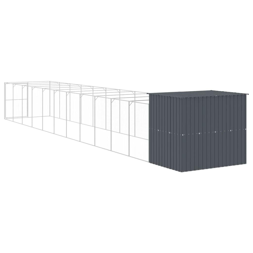 Mangloder Caseta para Perros con Caño de Acero Galvanizado Antracita 214x1273x181cm Impermeable para Jardín, Terraza y Exterior, Protección Segura para Cachorros y Perros