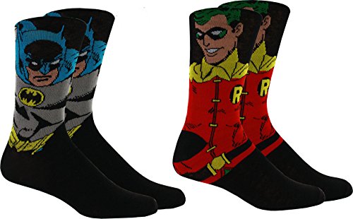 Batman & Robin Men's Casual Crew Sock Set - Pack of 2 (Men's Shoe Size 6-12)