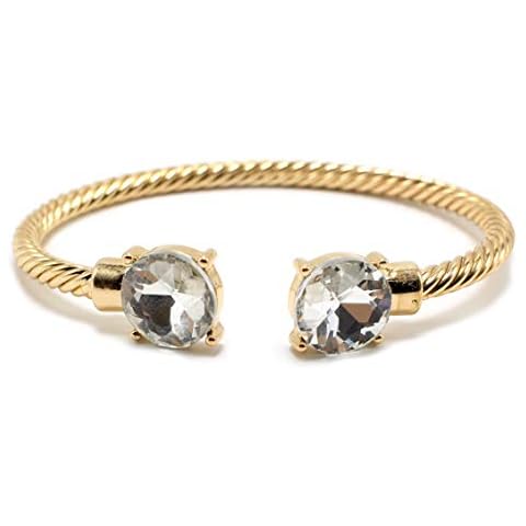 Miracle Collection Fashion Brass Open Cable Wire Stackable Bangle with 12mm Crystal Rhinestone for Women & Girls Fashion (CLEAR) Cover