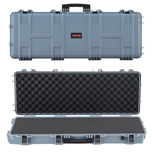 VEVOR Rifle Case, Rifle Hard Case with 4 Layers Fully-protective Foams, 42 inch Lockable Gun Storage with Wheels, IP67 Waterproof & Dustproof, for Rifle, Shotgun, Airsoft Gun, Grey