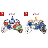 PDP REALMz Sonic Superstars Wired LED Light-up Nintendo Switch Pro Controllers with Collectible Figurines: Sonic Green Hill Zone + Tails Seaside Hill Zone