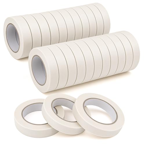 Image of 25 Rolls Masking Tape, 0.78 Inch Wide, 55 Yards per Roll, White Painters Tape, Thick Artist Labeling Tapes, Adhesive Masking Tapes for Office Home School DIY Crafts Painting Decorations