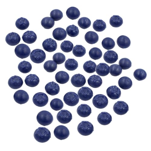 Homoyoyo 50 pièces Blueberries Artificial Resin Decor Realistic Faux Blueberries for Table Centerpieces Restaurant Display Home Fruit Basket Ornament