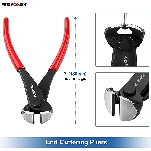 MAXPOWER 3PCS Nail Puller Set, 9 inch End Cutting Nippers, 7 inch End Cutting Pliers, 8 inch Carpenter's Pincers - Thumbnail 3