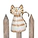 Seaside No.64 - Lustige Tierfigur für deinen Gartenzaun - Gartendekoration aus Metall in versch. Ausführungen - Zaunfigur als Geschenkidee für Gartenfreunde (Katze Hellbraun)
