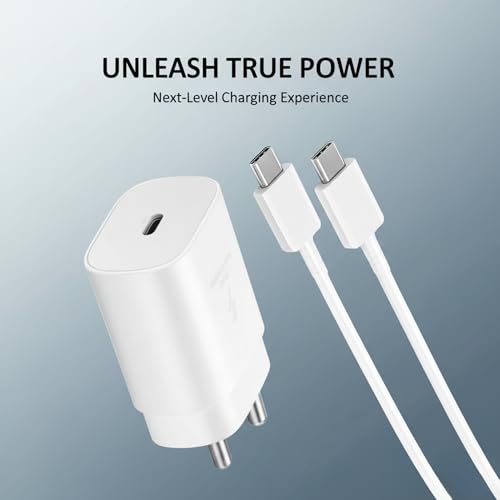 Image of 25W Type-C Charger with Cable Compatible with Samsung Galaxy S /A /M /F /Z Series Zovc Super Fast Charger for S23 /S22 /S21 /21 fe /S20 /M14 5G /M34 /M54 /M53 5g /M33 /M13 /A34 /A54 5G(BIS Certified)