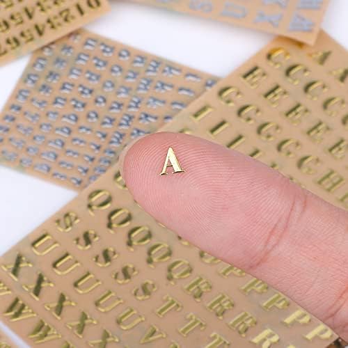 AIEX 18 Sheets Alphabet Number Stickers, Mini Metal Letter Sticker Uppercase and Lowercase Number Sticker for Scrapbooking, DIY Crafts (Gold, Silver)