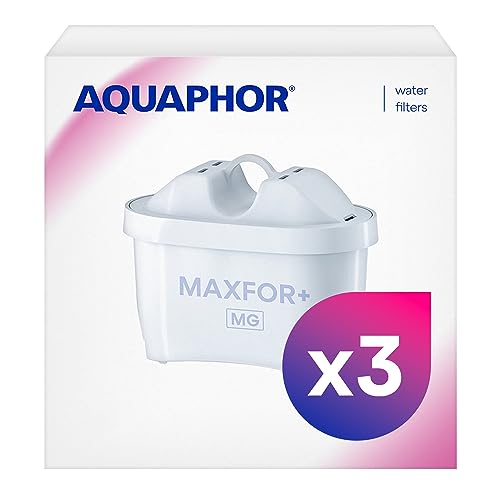 AQUAPHOR Maxfor+ Replacement Filter with Magnesium Cartridge Pack of 3 - Compatible with All Maxfor+ Filter jugs and Brita Maxtra+ Reduces limescale, Chlorine and Other impurities.