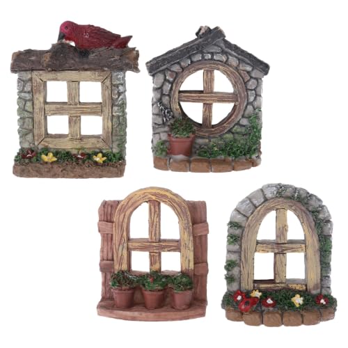 4pcs Resin Fairy Window Ornament for Aquarium DIY Miniature Landscape
