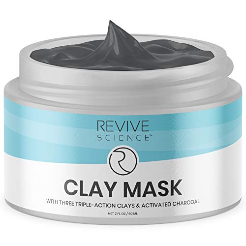 Revive Science Clay Face Mask - Kaolin Clay, Organic Lecithin, & Activated Charcoal - Detox and Brighten Dark Spots, Acne Scars, & Minimize Pores- Skin Care For Men and Women, All Skin Types - 2 FL