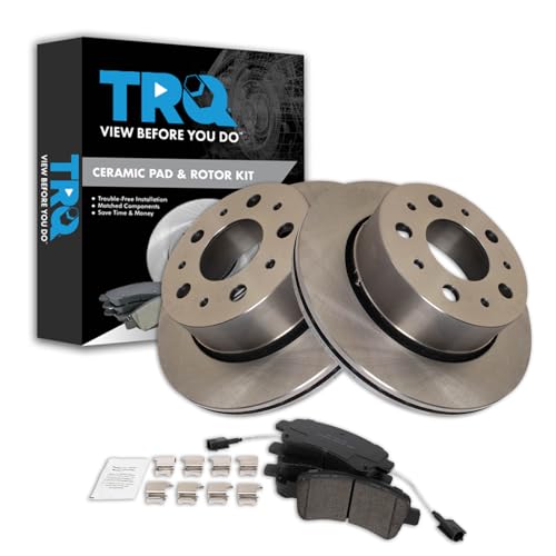 Image of TRQ Rear Brake Pad and Rotor Set Ceramic Vented Rotors Compatible with 2014-2021 Ram ProMaster 1500 2500 3500