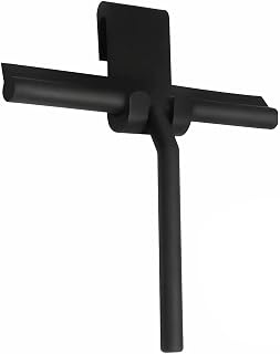 Shower Squeegee for Shower Glass Door Silicone Shower Squeegees for Mirror Doors Window Shower Glass Cleaner with Hook (Black)