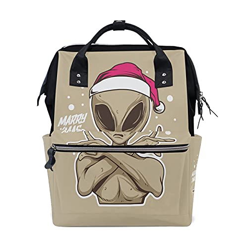 LDIYEU Alien Casarse Navidad Marrón Mochilas de Pañales para Gran Capacidad Pañal Bolso Mochila para Viajar al Aire Libre Mamá y Papá