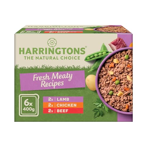 Harringtons Complete Wet Tray Grain Free Hypoallergenic Adult Dog Food Meaty Pack 6x400g - Chicken, Beef & Lamb - Made with All Natural Ingredients