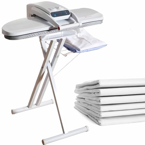 Pressa a Vapore Intelligente Bianca,Pressa a Vapore Digitale Con Diverse Impostazioni Tessuto,Con Pannello Touch Screen per Camera Da Letto,Soggiorno,Negozio Abbigliamento 1400W-Withbracket