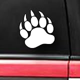 spdecals Grizzly Bear Paw Print Car Window Vinyl Decal Sticker 4' Tall (Color: White)