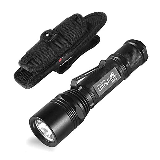 ULTRAFIRE WF-506B 1000 Lumen Handheld Flashlight with Holster,5 Modes Super Brigh LED Tactical Flashlight,Duty Belt Mini Flashlight Holster for Tactical(Battery not Included)