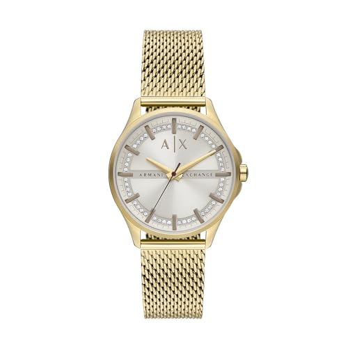 Armani Exchange Uhr für Damen Lady Hampton Quartz/3 Zeigerwerk 36 mm Gehäusegröße mit einem Edelstahlarmband AX5274