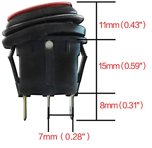 5-Pack Of Ultra Miniature 13mm Round Rocker Switches - SPST, On-Off, Solder Terminals