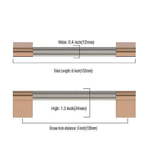 Asidrama 10 Pack 5 inch Satin Nickel and Champagne Bronze Cabinet Pulls — view 3