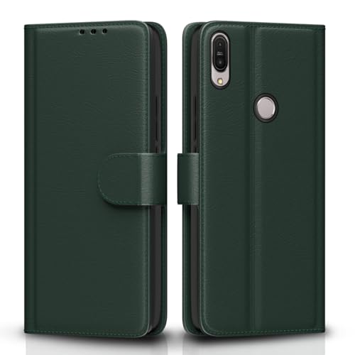 Image of Pikkme Flip Cover for Asus Zenfone Max Pro M1 Leather Finish | Inside TPU with Card Pockets | Wallet Stand and Shock Proof | Complete Protection Flip Case(Green)