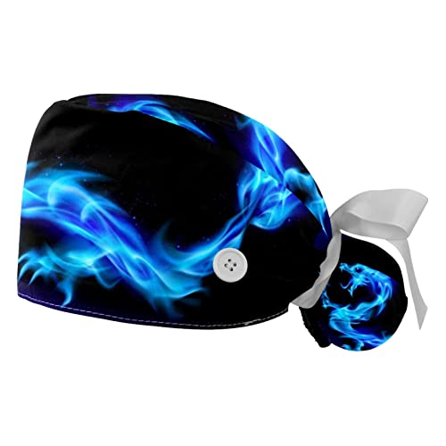 Chapeaux de Travail Dragon Bleu Casquettes Bouffantes Hommes Femmes JDEZ Lot de 2