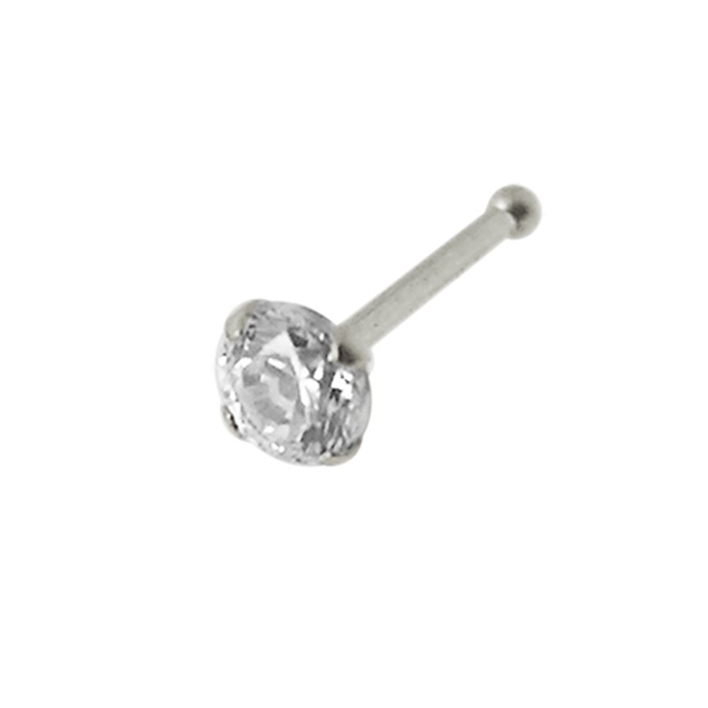 Monster PiercingGarras de oro blanco de 9 K Set piedra redonda CZ calibre 22 nariz hueso nariz Stud Piercing