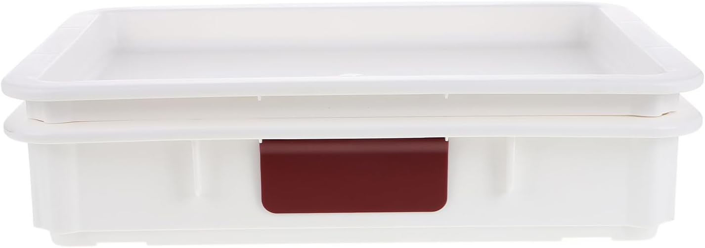 LABRIMP White Plastic Homemade Bread Box and Pizza Dough Proofing Tray Container with Lid for Kitchen Storage, Easy to Clean and Handle, Food Storage Solution
