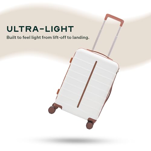 Image of Assembly Large Check-in Suitcase with Thoughtful Design & TSA Lock, Spacious Polycarbonate Hard Shell Luggage for Long Holidays, White, 28-Inch