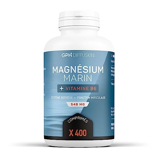 Magnésium Marin + Vitamine B6-400 comprimés de 548 mg - Système nerveux et Fonction musculaire