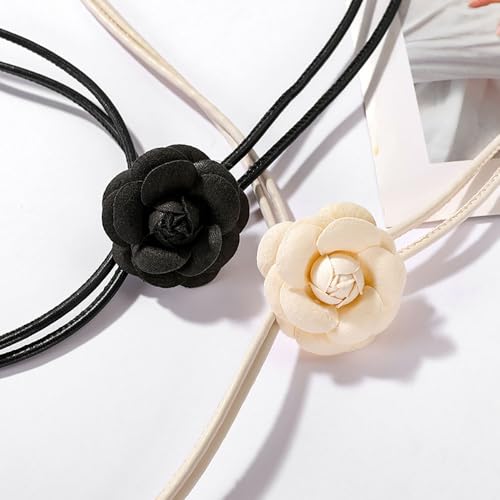 Womens' Small Flower Knot Leather-Rope Waist Belt with Pearl for Dress Elegant Sweet4