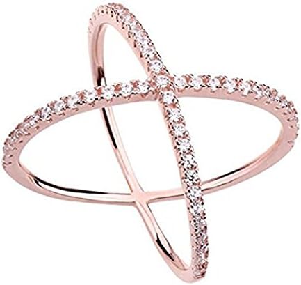 SAYLAVE Criss Cross Ring Women Fashion Wedding Ring Beautiful Ring Rose Gold Size 9