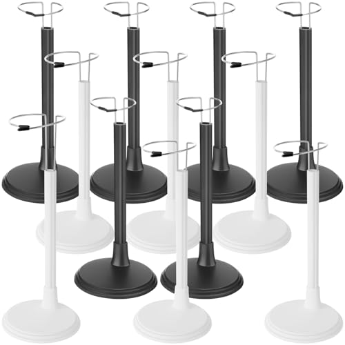 Yaocom 12 Pcs Doll Stands for 8 to 14 Inches Adjustable Dolls, Black, White