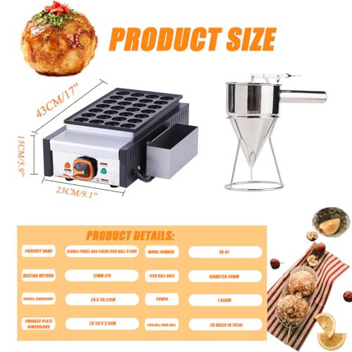 Professional Electric Takoyaki Maker with Temperature Control – Stainless Steel, Non-Stick Plates, Compact Design, 1.65KW Octopus Ball Cooking Machine - Image 7