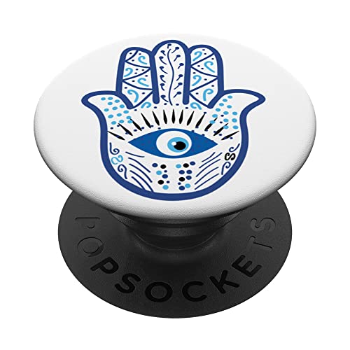 Hamsa Hand Fatima Amulet Tradition Graphic PopSockets Swappable PopGrip, Black