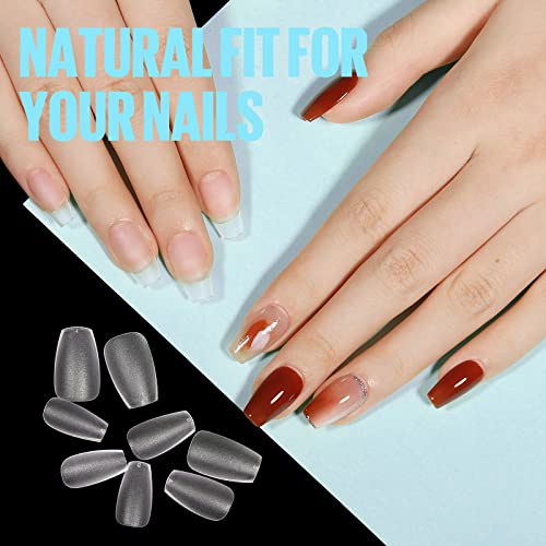 Tomicca Short Nail Tips, 15 Sizes Full Matte Soft Gel Nail Tips, 360Pcs Pre-Shaped Coffin Nail Tips, No Filed, Full Cover False Gel Nail Tips For Nail Extensions #TOP1