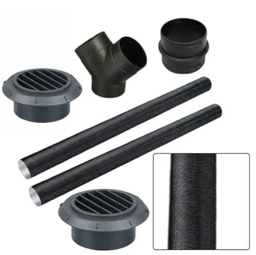 FACAIIO Y-Type 75 mm Aluminium Foil Diesel Heater Conduit Kit avec 3 Tuyères, Colliers de serrage flexibles, pour Eberspacher