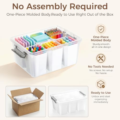Image of Citylife 17QT Craft Organizers and Storage bins with Lids, Marker Organizer