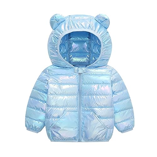 Toddler Girls Puffer Hooded Zipper Jacket Teddy Ear Long Sleeve Windproof Rainproof Coat Kids Girls Cute Warm Outwear
