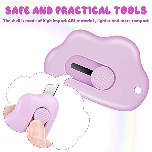 8 Pieces Mini Utility Knives Cloud And Flower Shaped Box Cutter Retractable Letter Opener Paper Envelope Cutter Carton Portable Cutter With Hole For Office And Home Use (Cloud) #TOP2
