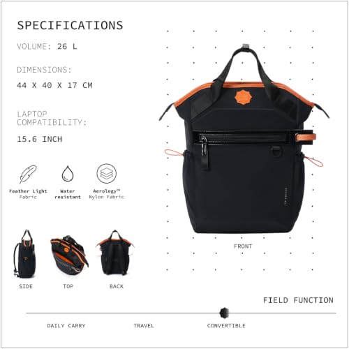 Image of Switch 26L Convertible Laptop Backpack 15.6 Inch | Water Resistant 2-In-1 Backpack Tote With Detachable Straps Snap Closure Lightweight Nylon Fabric Luggage Strap Men Women