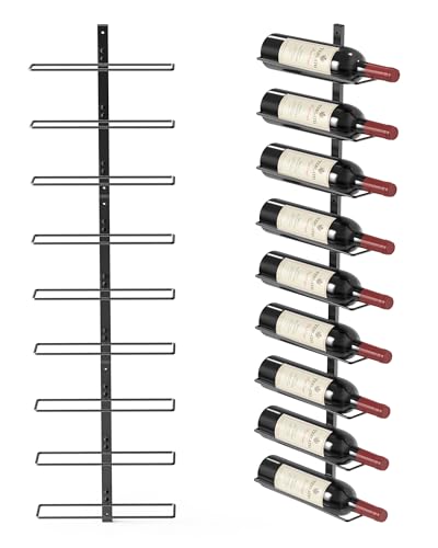 TJ.MOREE Wandmontiertes Weinregal für 9 Flaschen, robuste Metallhalterung für Wein, Champagner und Spirituosen – für Küche, Bar oder Weinkeller
