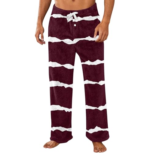 Mens Plush Warm Pajama Pants Fluffy Soft Fleece Sleep Pant Lounge Pj Bottoms for Men
